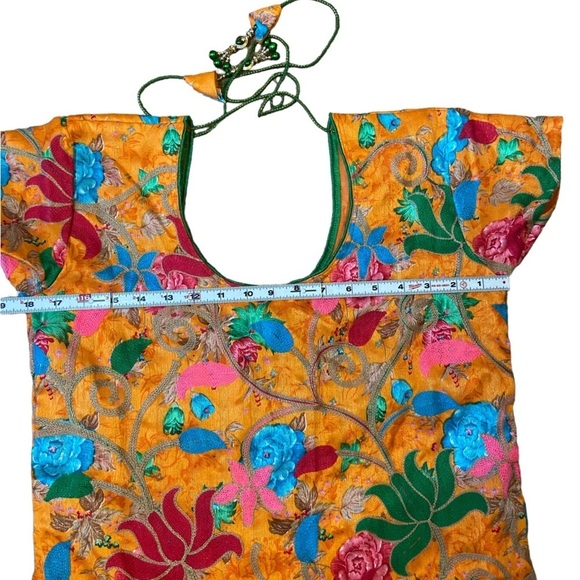 Beautiful Indian Orange Floral Embroidered Kurta - Picture 13 of 16